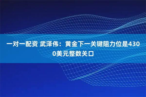 一对一配资 武泽伟：黄金下一关键阻力位是4300美元整数关口